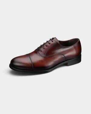 NEW PETER HUBER men's lucas cap toe balmoral oxford shoes in oxblood leather